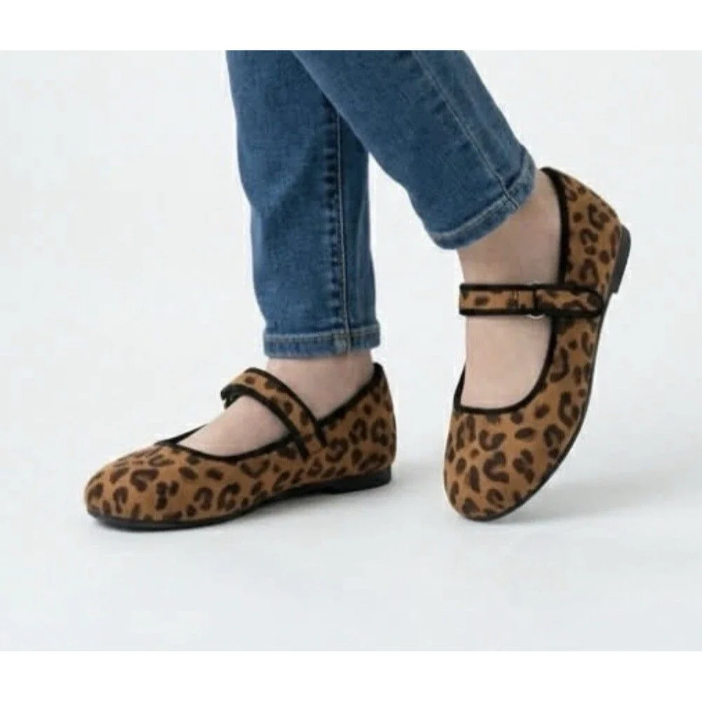 Cat & Jack Toddler Girl's Addy Leopard Print Ballet Flats Size 10 New